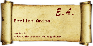 Ehrlich Anina névjegykártya